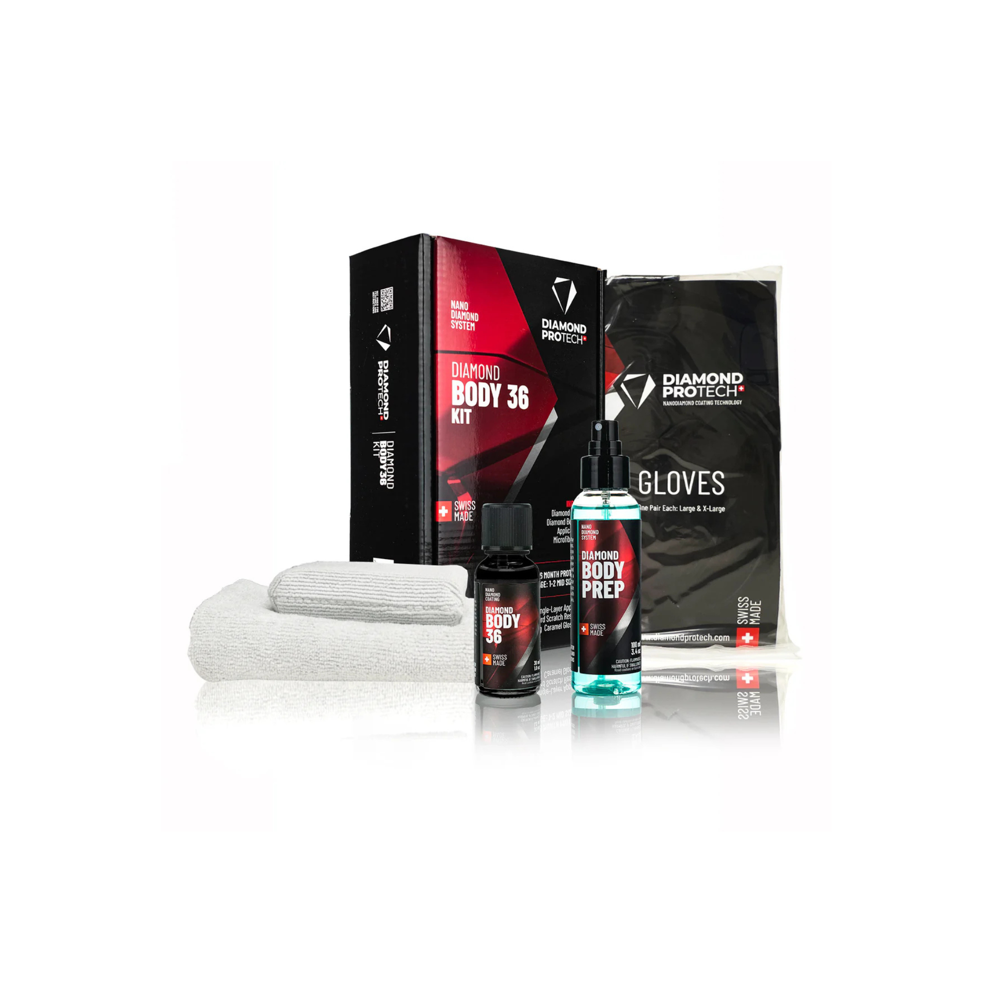 Diamond ProTech Diamond Body 36 Kit shown with included prep spray and Diamond Body 36 coating for 3 years of protection.