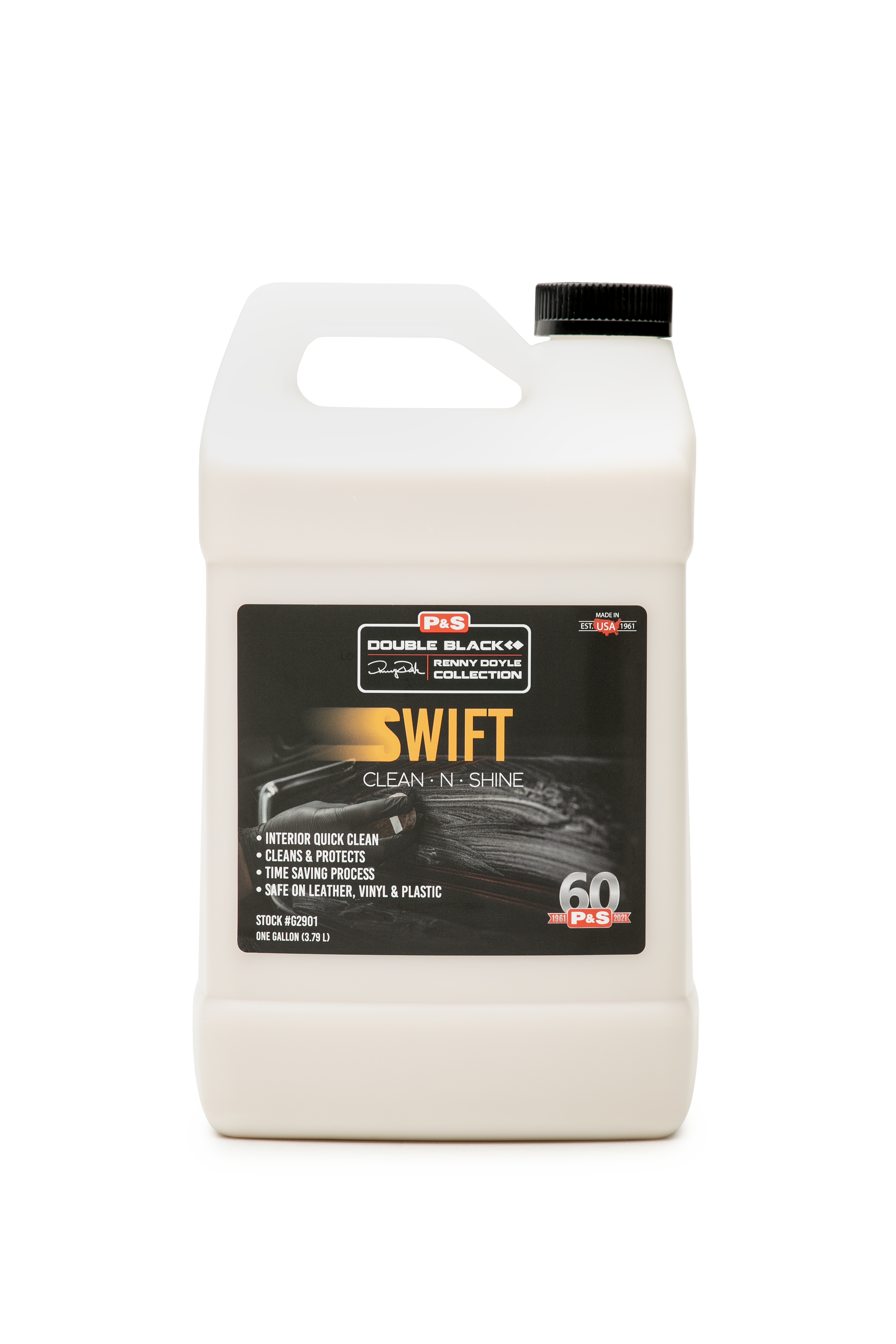 Container of P&S SWIFT Clean & Shine for interior quick detailing and shine on leather, vinyl, and plastic.
