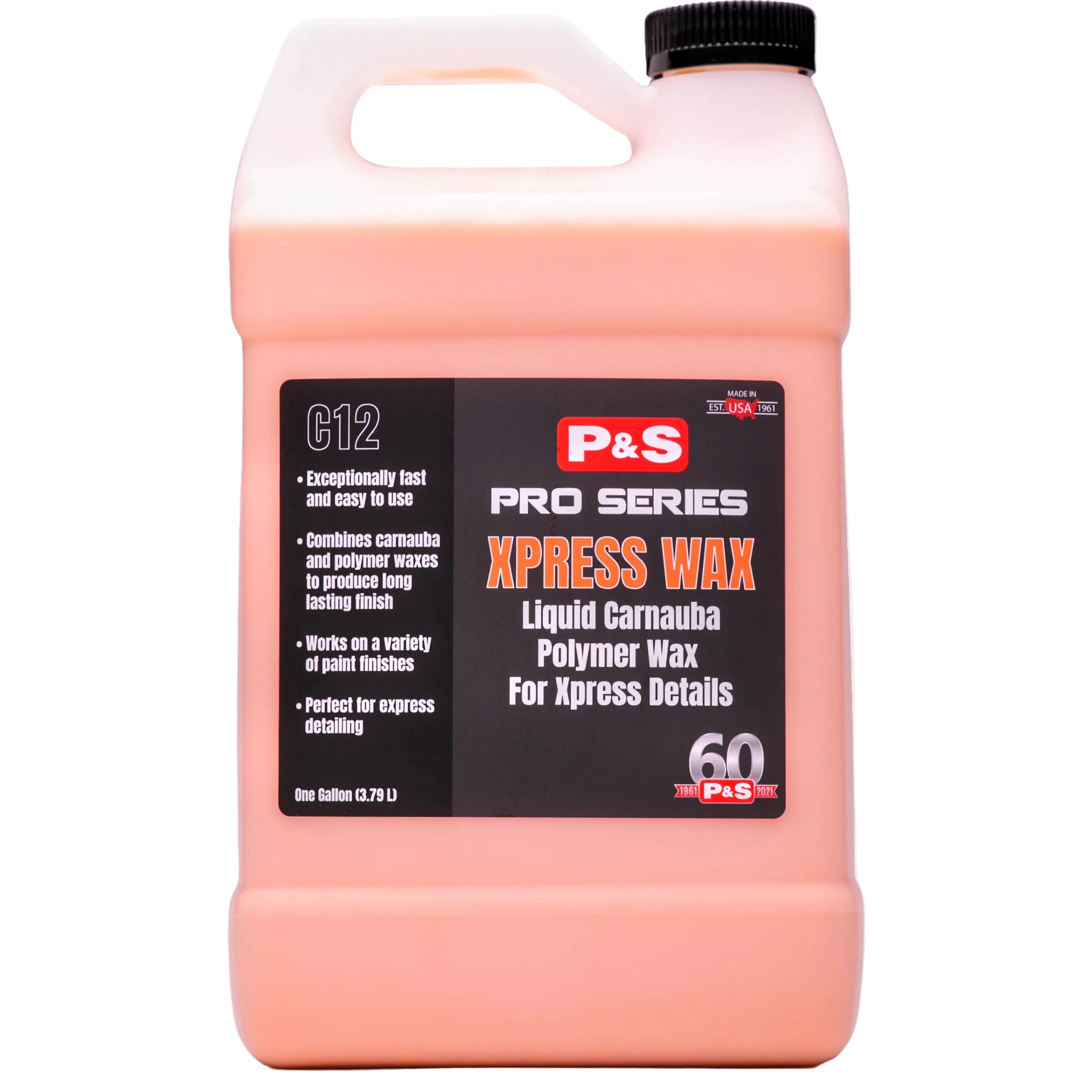 One-gallon jug of P&S Xpress Wax, a unique blend of carnauba and polymer waxes for lasting shine and protection.