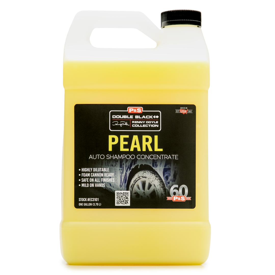 One-gallon jug of P&S Pearl Auto Shampoo, a pH neutral concentrate for good foam stability and lubricity.