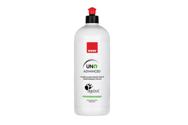 1L bottle of RUPES UNO ADVANCED for minor imperfection removal and 12 months of protection.