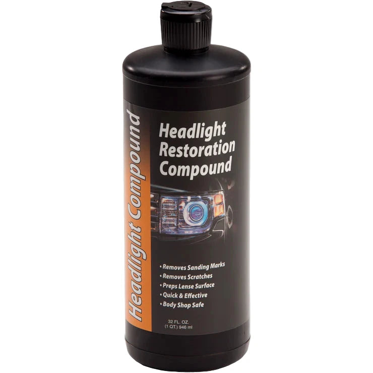 Bottle of P&S Headlight Restoration Compound for removing sanding marks and oxidation from headlights.