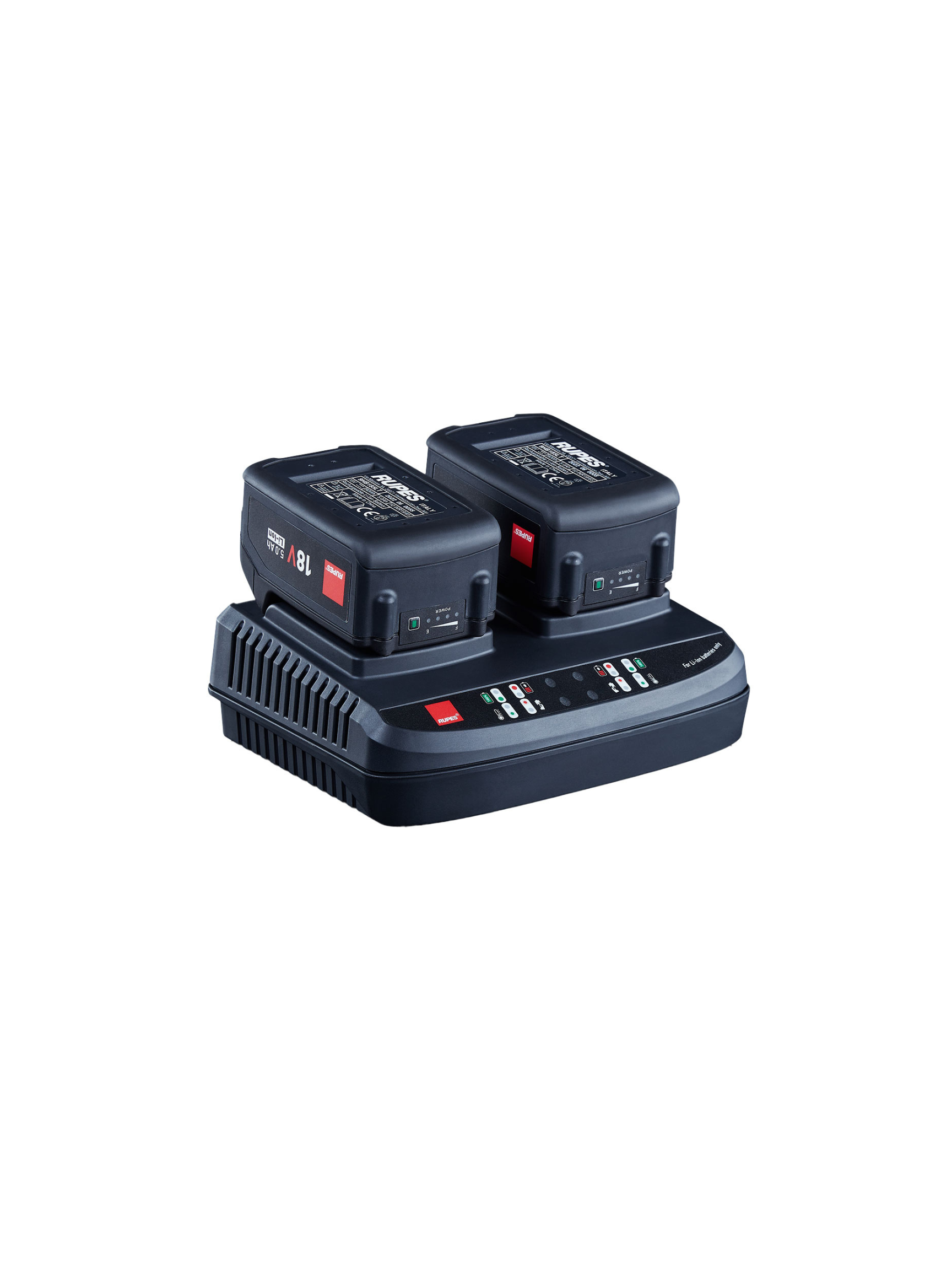 Dual-battery charger for RUPES BigFoot HLR15 iBRID featuring smart technology for efficient, optimized charging.