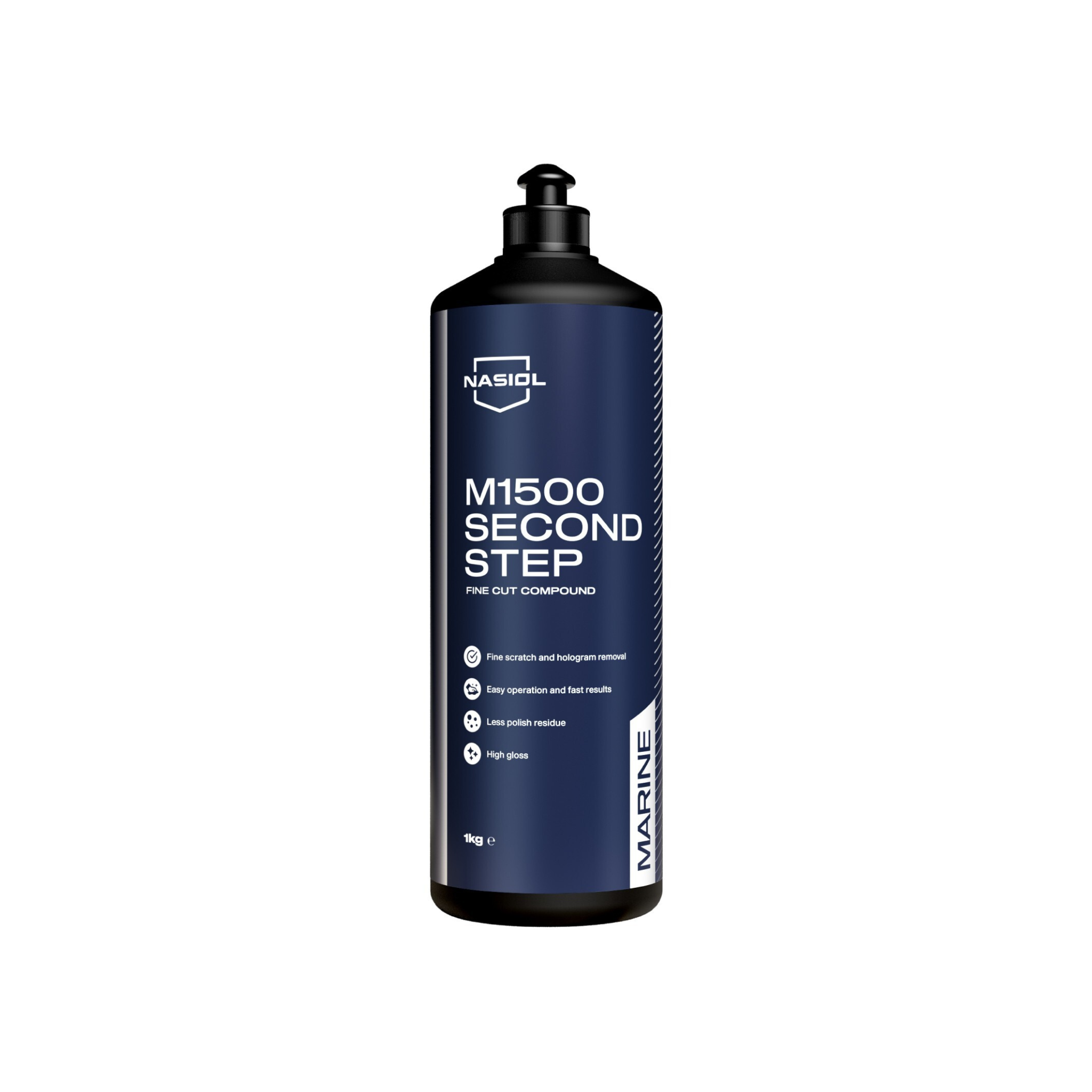 Nasiol M1500 Second Step is a fine cut compound for refining finish and removing light scratches on marine vessels.