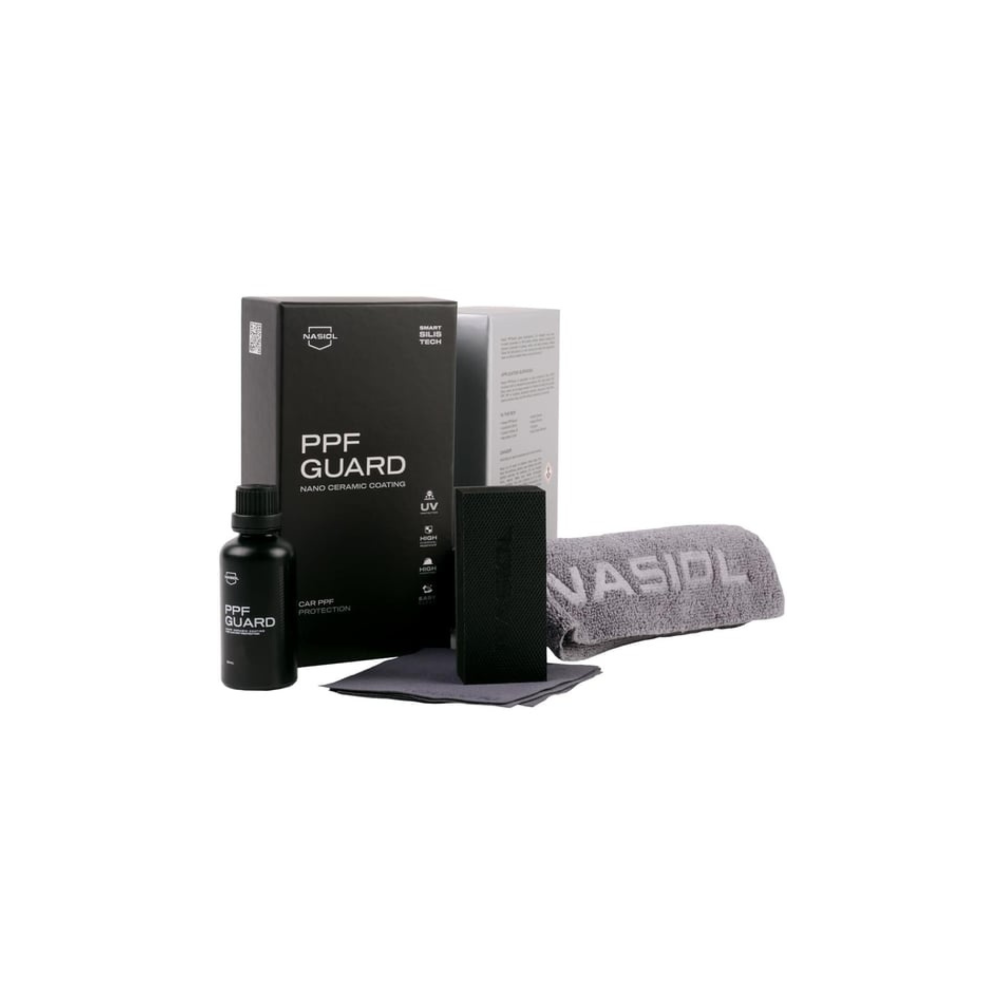 Nasiol PPFGuard, a flexible coating designed to enhance and protect paint protection film from dirt, scratches, and UV damage.