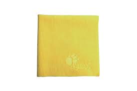 Rupes Premium Microfiber cloth shown in yellow with short knap, ideal for removing compound and polish residues.