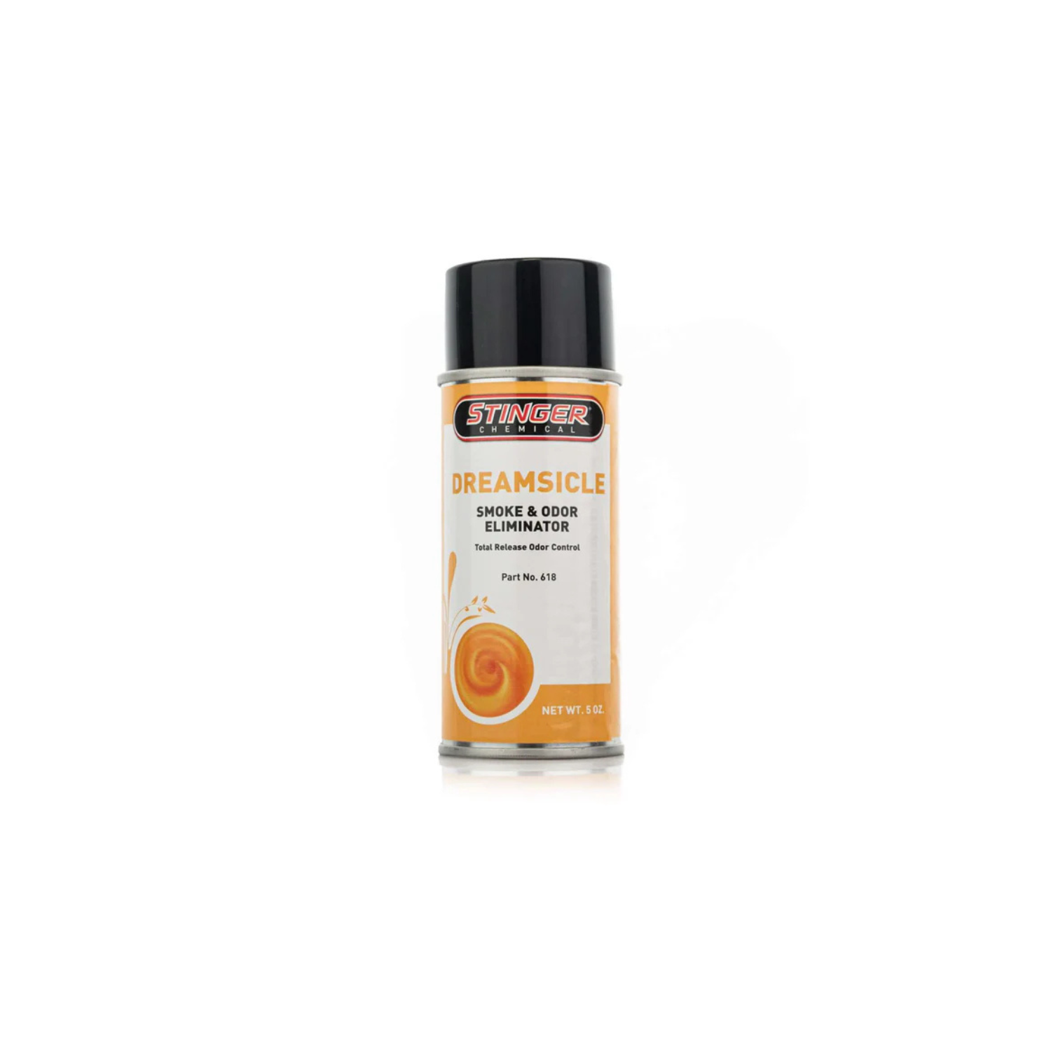Stinger 5OZ Aerosol Odor Bomb (618 DREAMSICLE) eliminates strong odors like smoke, mildew, and decay.