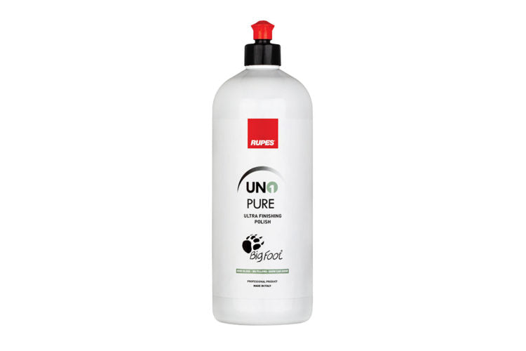 1L bottle of RUPES UNO Pure for ultra-fine polishing and jeweling even on soft or haze-prone paint types.