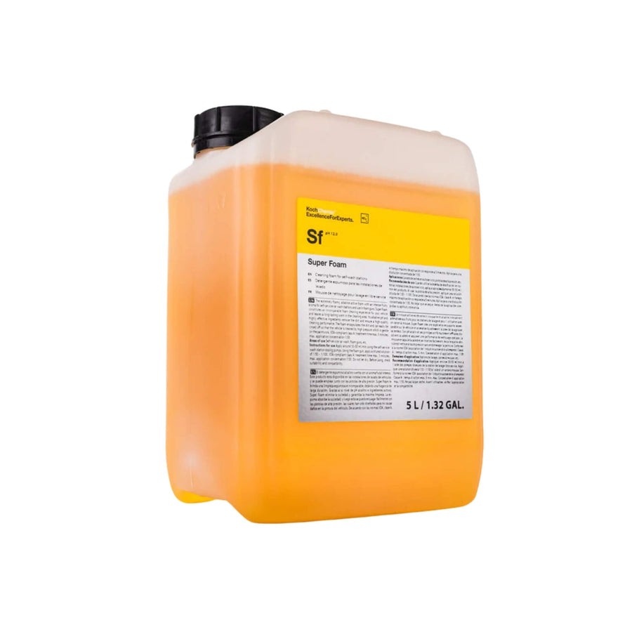 Koch-Chemie Super Foam alkaline snow foam cleaner with thick foam, powerful dirt removal, and fruity fragrance.