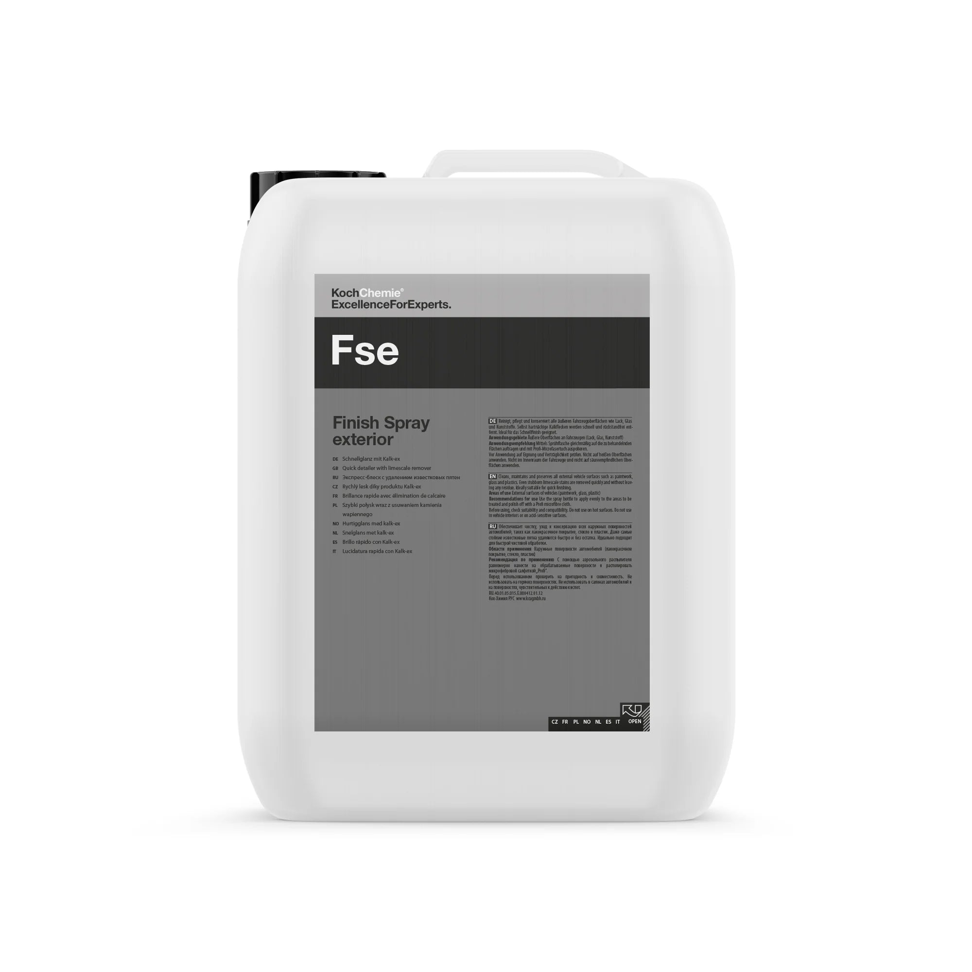 5L Koch-Chemie Finish Spray exterior - cleans, enhances gloss, and protects paint, glass, and plastic in one easy step.