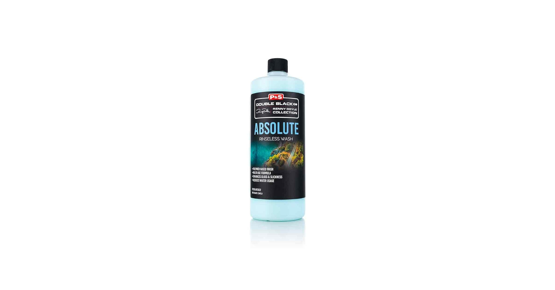 32 oz bottle of P&S Absolute Rinseless Wash, a multi use formula that softens water and is safe on all surfaces.