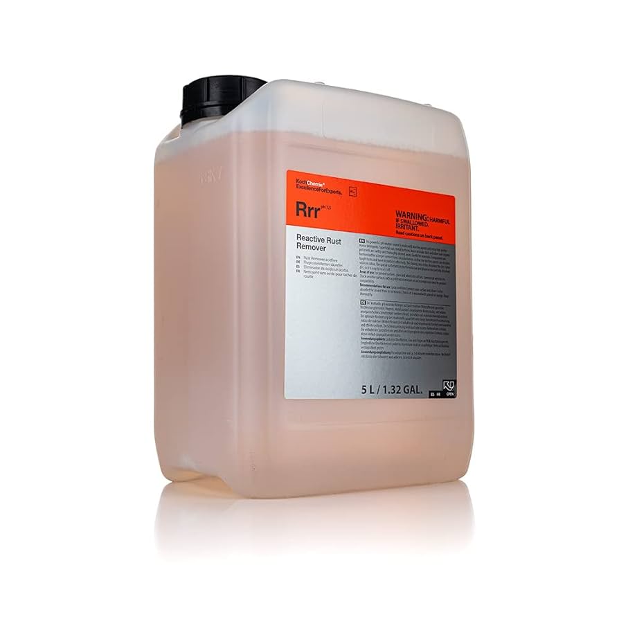 Koch-Chemie RRR Reactive Rust Remover bottle used for removing rust and iron deposits from surfaces.