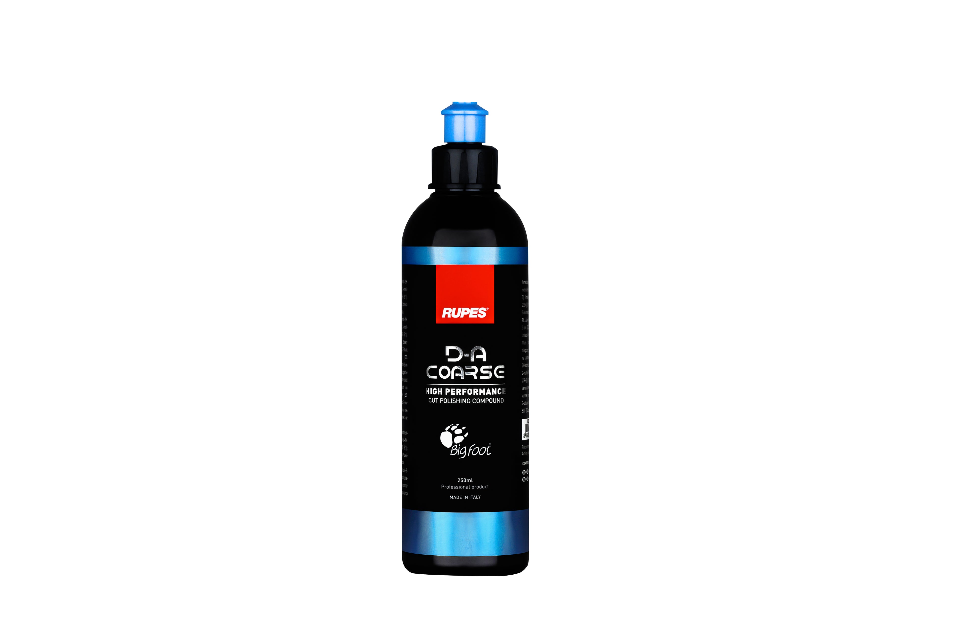 250mL bottle of RUPES D-A COARSE High Performance Cut Polishing Compound with low dusting and longer working times.