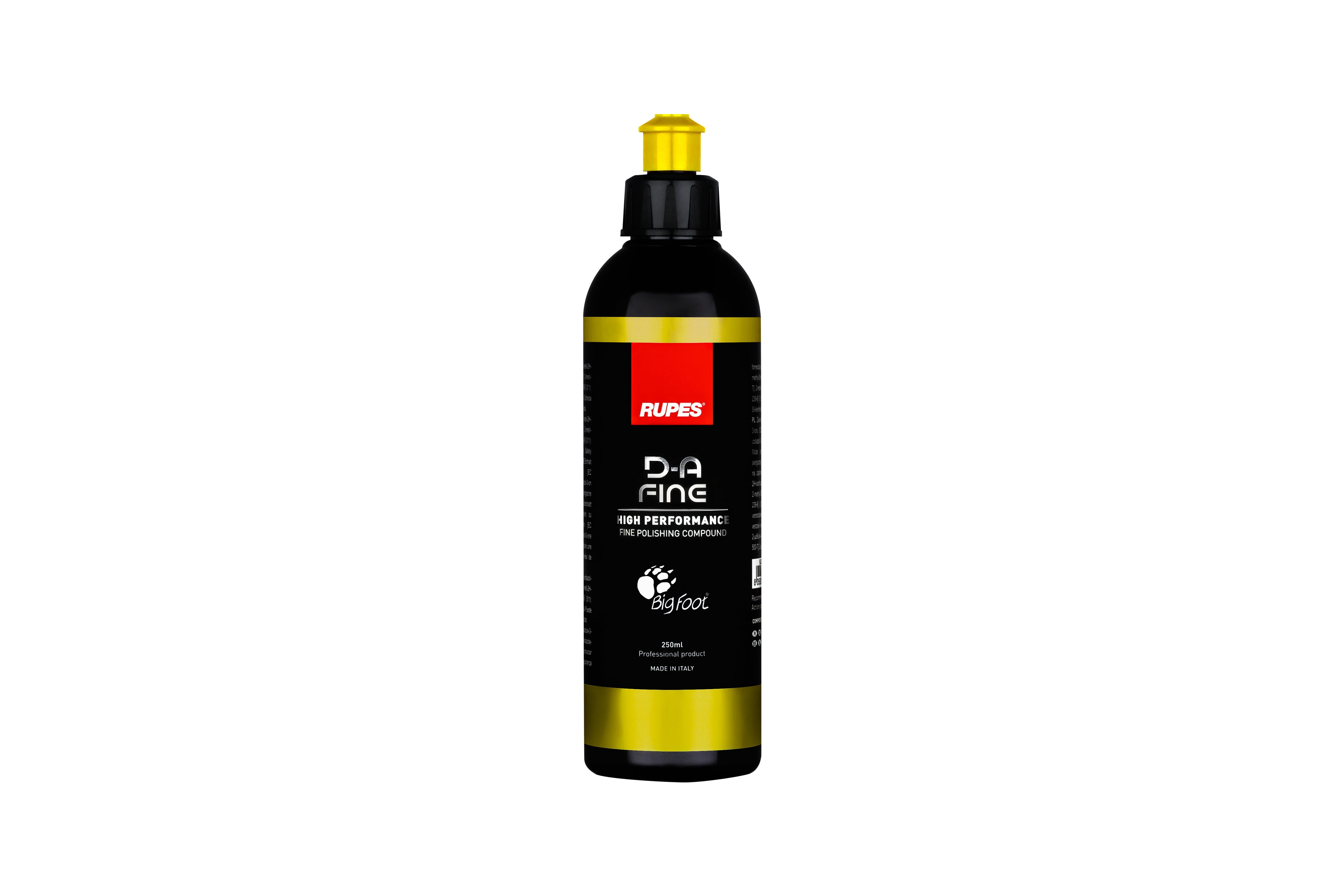 250mL bottle of RUPES D-A FINE High Performance Fine Polishing Compound formulated for easy wipe-off.