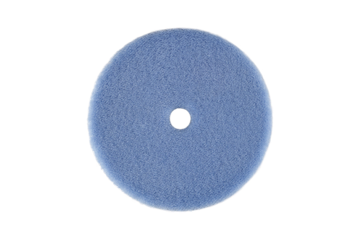 Face of RUPES D-A COARSE Wool Polishing Pad featuring the new blue wool design for efficient cutting power.