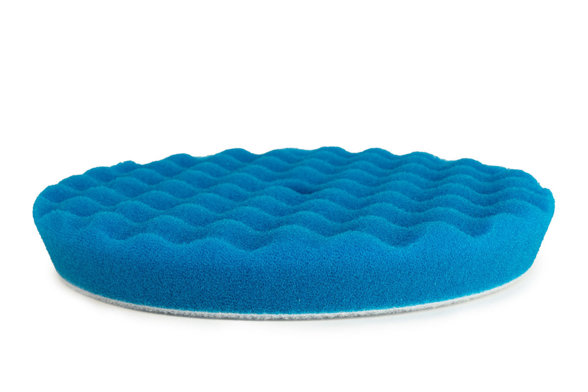 Side view of RUPES WAFFLE COARSE Polishing Foam Pad showing the waffle pattern designed to reduce heat with rotary polishers.