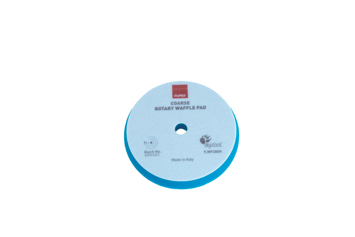 Overview of RUPES WAFFLE COARSE Polishing Foam Pad, the coarsest waffle pad for heavy defect removal without overheating.