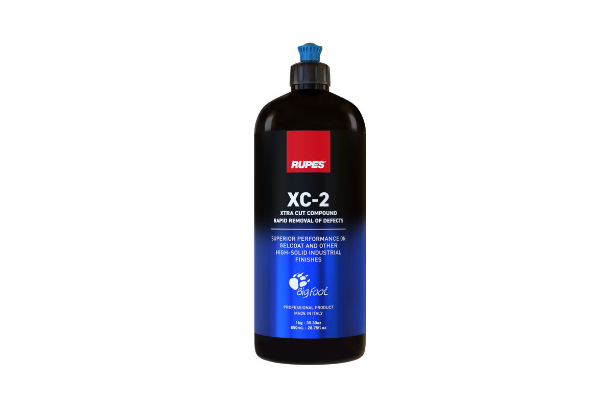 Rupes XC-2 XTRA CUT COMPOUND for fast defect removal on gelcoat, hard paint, and other high-solid industrial finishes.
