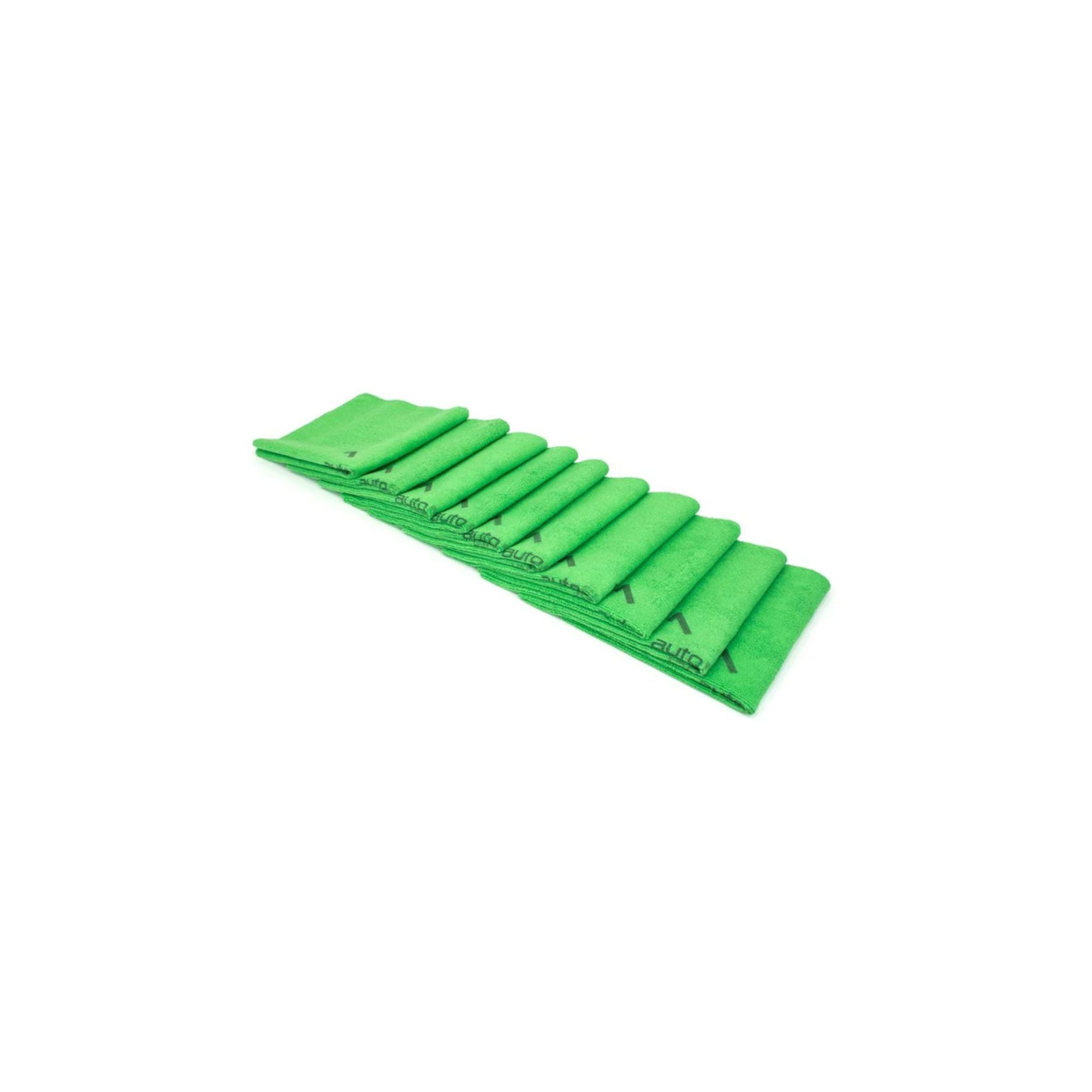 Green AutoFiber Quadrant Wipe Microfiber Towels, 10-pack, with numbered quadrants for coating application and leveling.