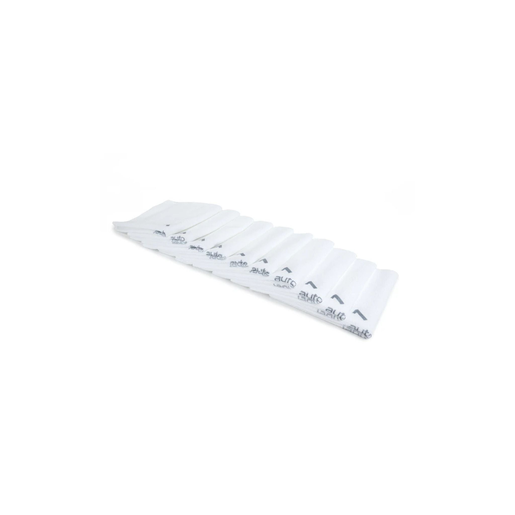 White AutoFiber Quadrant Wipe Microfiber Towels, 10-pack, with numbered quadrants for coating application and leveling.