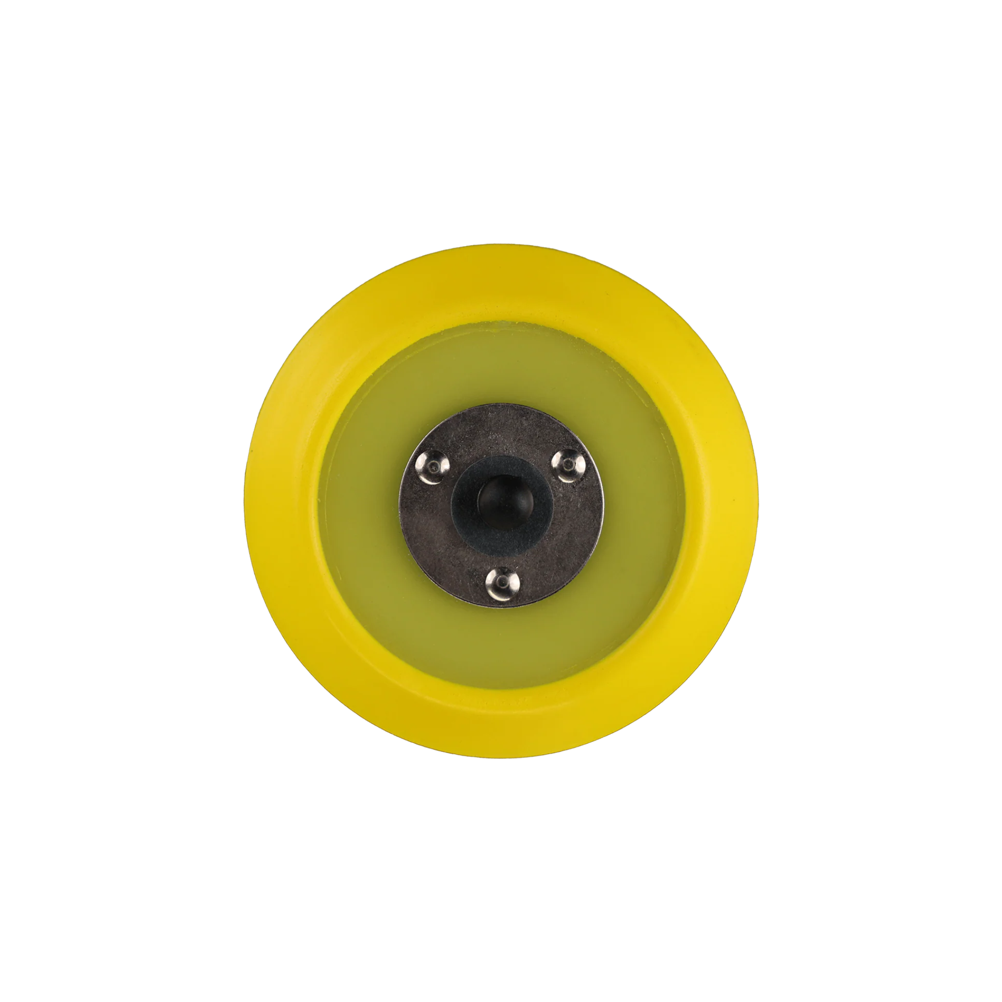 Yellow wheel with a black center on a white background