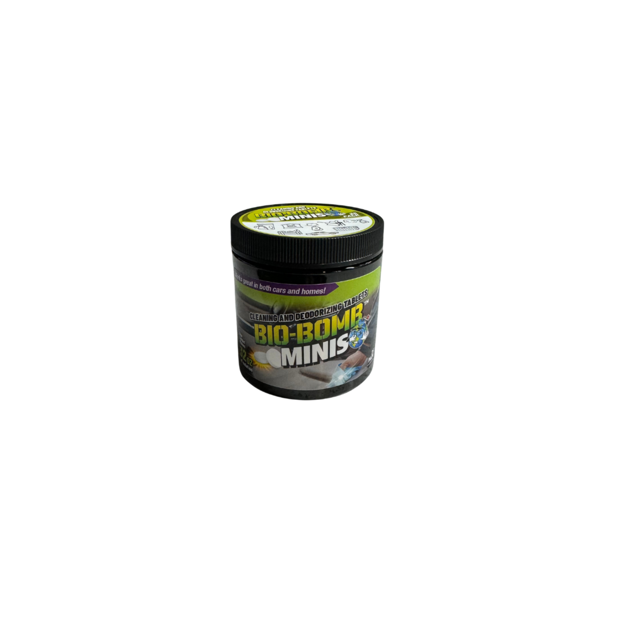 Bio-Bomb Minis pack with 25 dissolvable tablets for high-strength deodorizing and cleaning using chlorine dioxide.