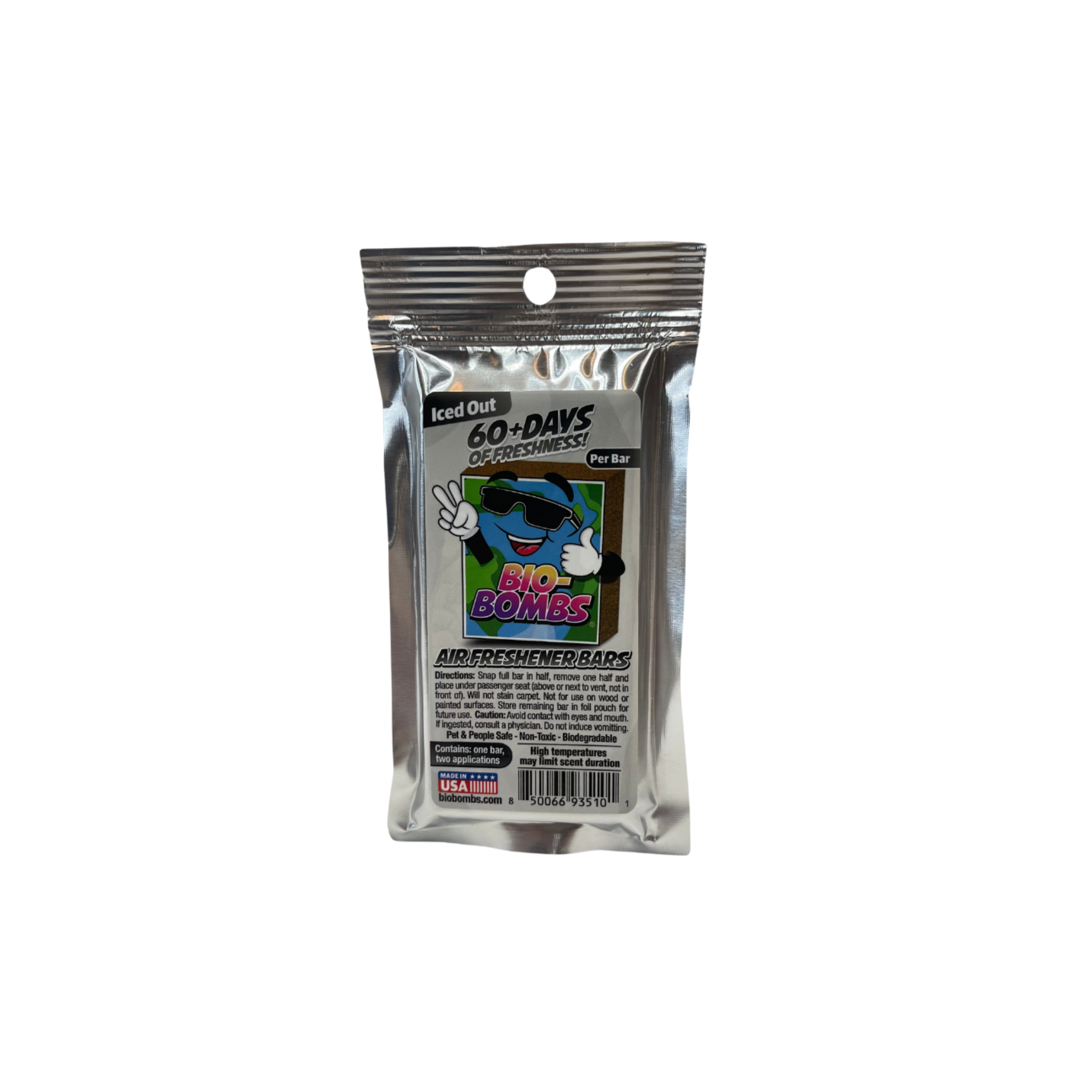 Bio-Bombs Air Freshener Bar in Iced Out scent – a smoother, more refined take on Black Ice.