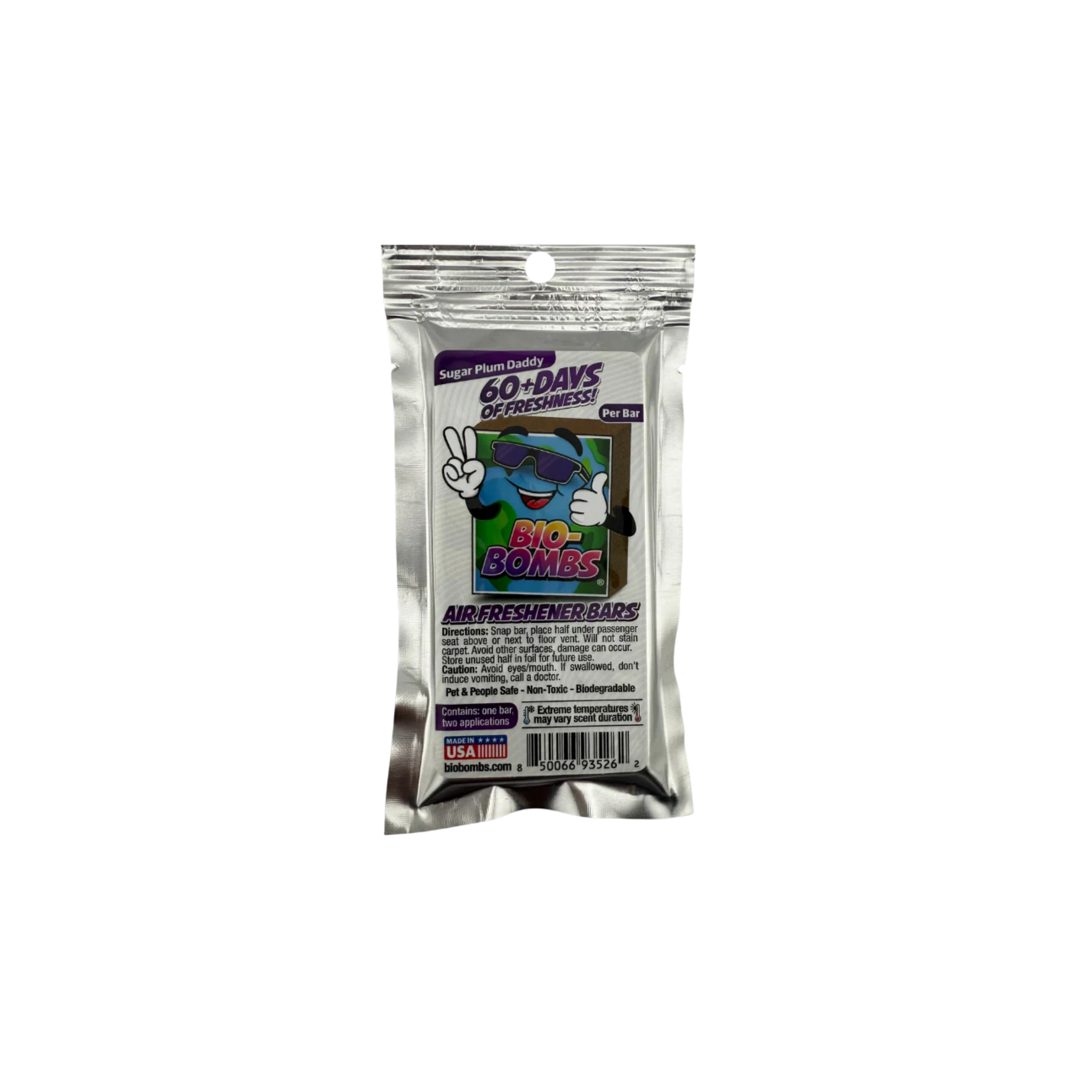 Bio-Bombs Air Freshener Bar in Sugar Plum Daddy scent - sweet, fruity, and smooth with big candy energy.