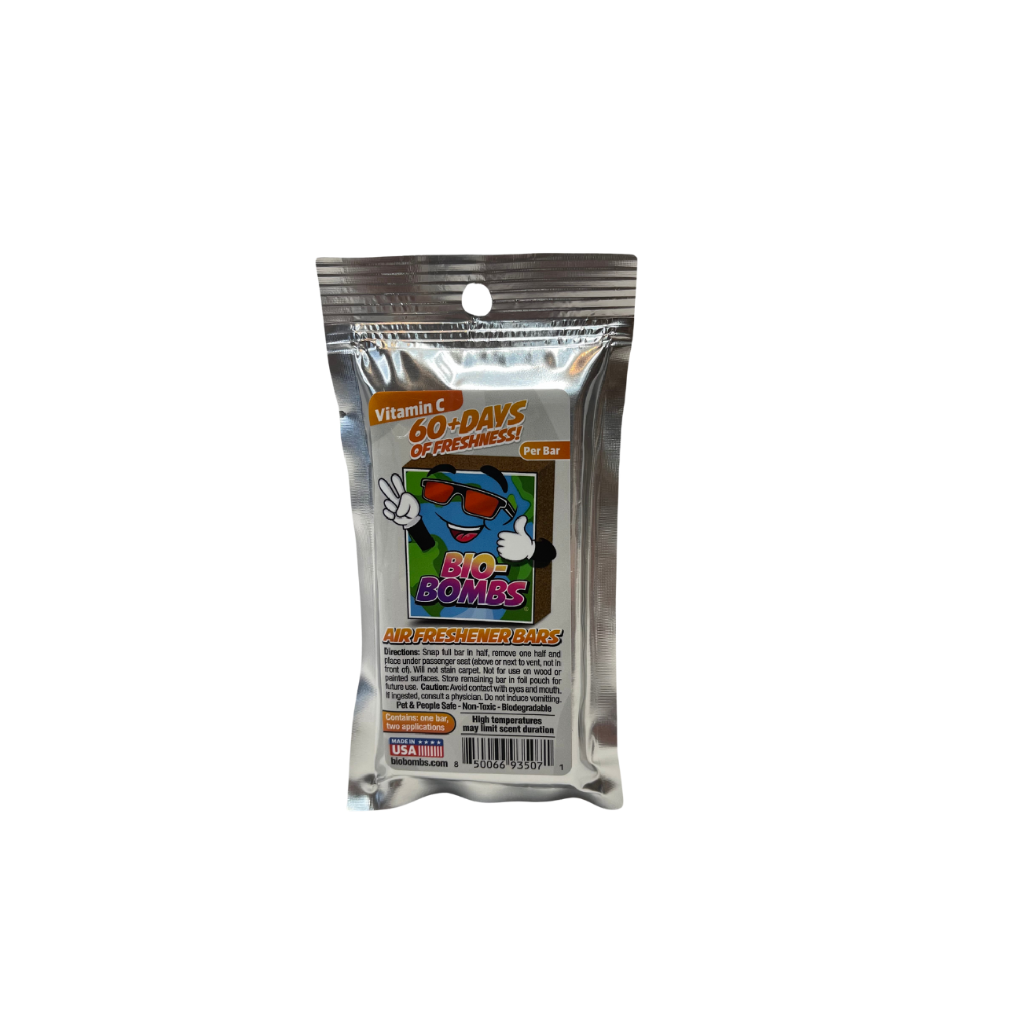 Bio-Bombs Air Freshener Bar in Vitamin C scent - fresh-squeezed orange, bursting with citrus energy.