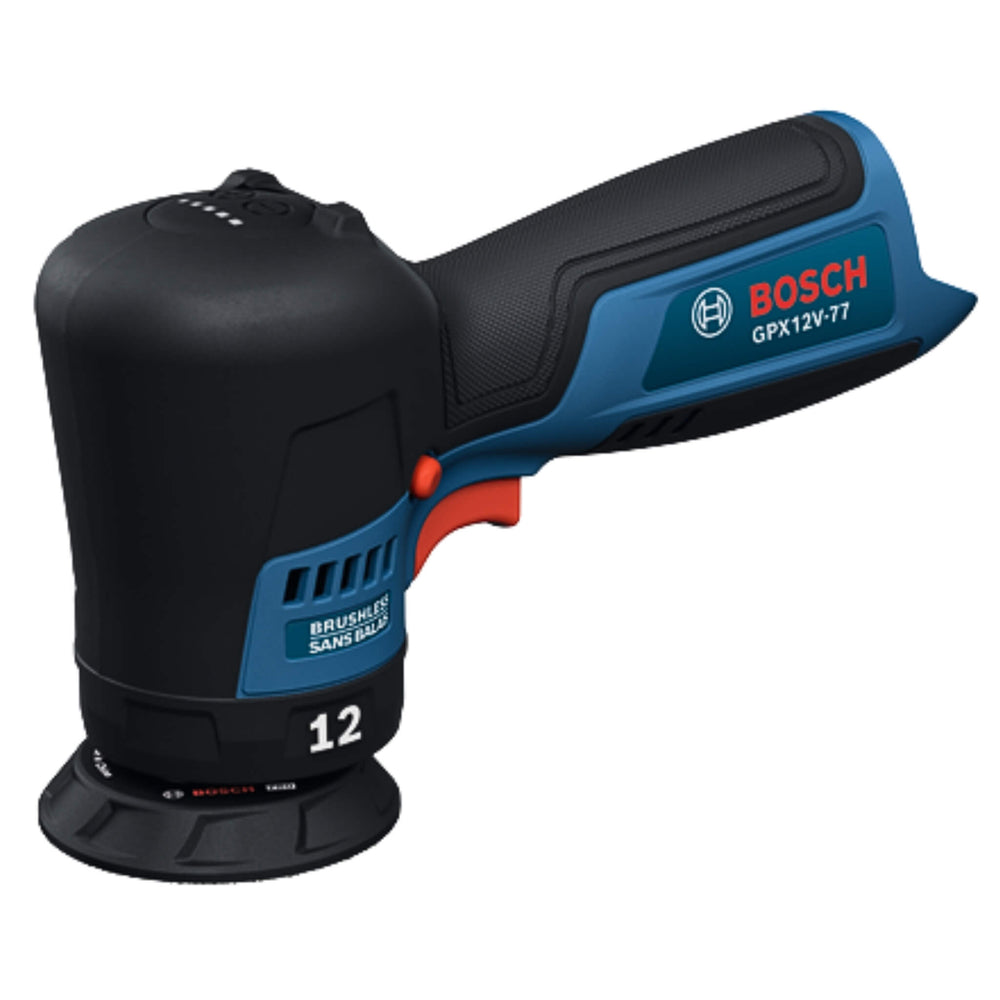 Bosch 12V 3-In. Random Orbital Polisher with 15/32-in. orbit delivers targeted paint correction and polishing in small areas.