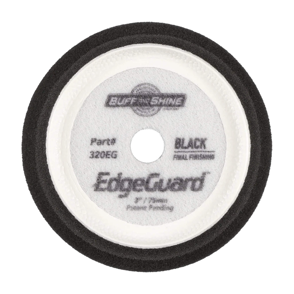 Buff & Shine EdgeGuard Black Finishing Foam Pad maximizes gloss and evenly applies waxes or sealants on delicate paint.
