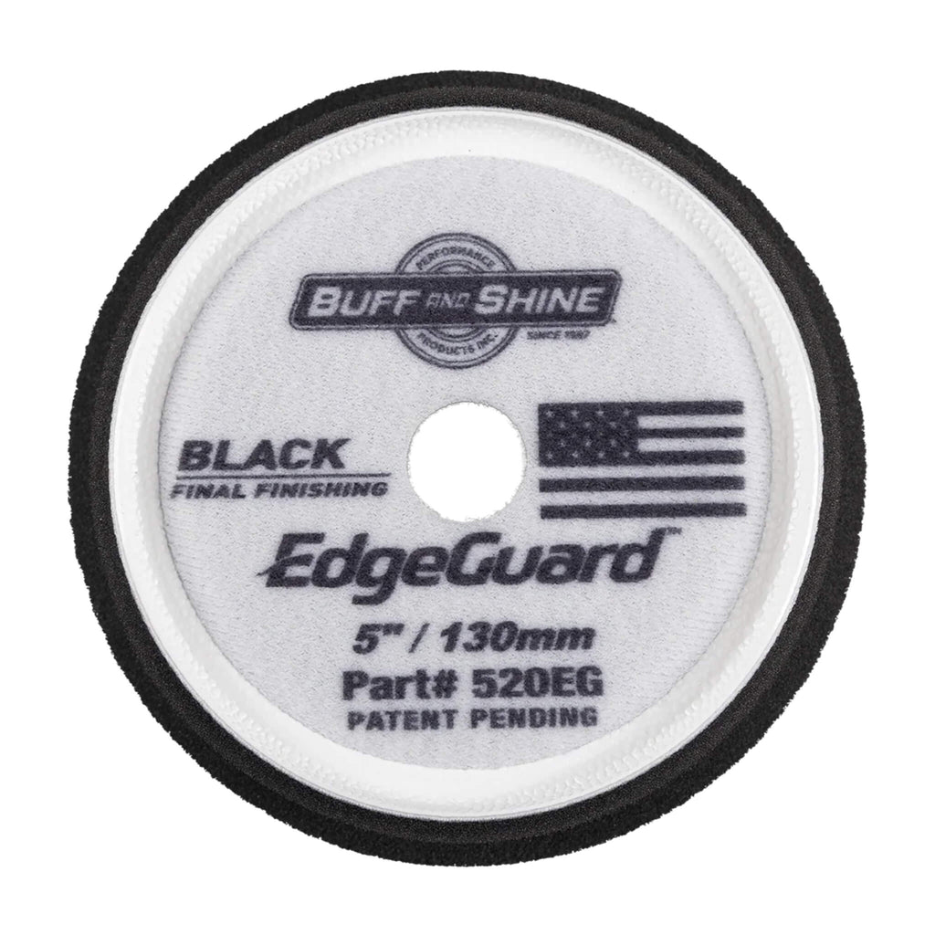 Buff & Shine EdgeGuard Black Finishing Foam Pad maximizes gloss and evenly applies waxes or sealants on delicate paint.