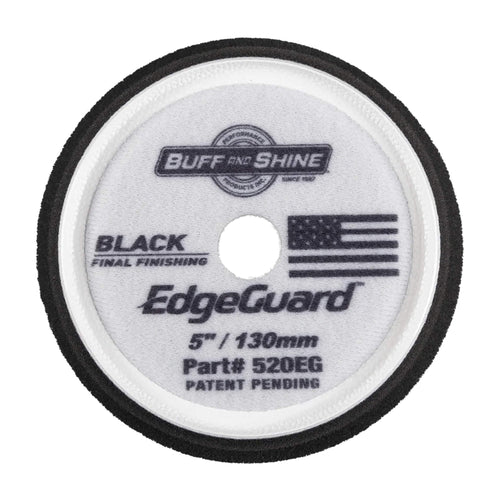 Buff & Shine EdgeGuard Black Finishing Foam Pad maximizes gloss and evenly applies waxes or sealants on delicate paint.