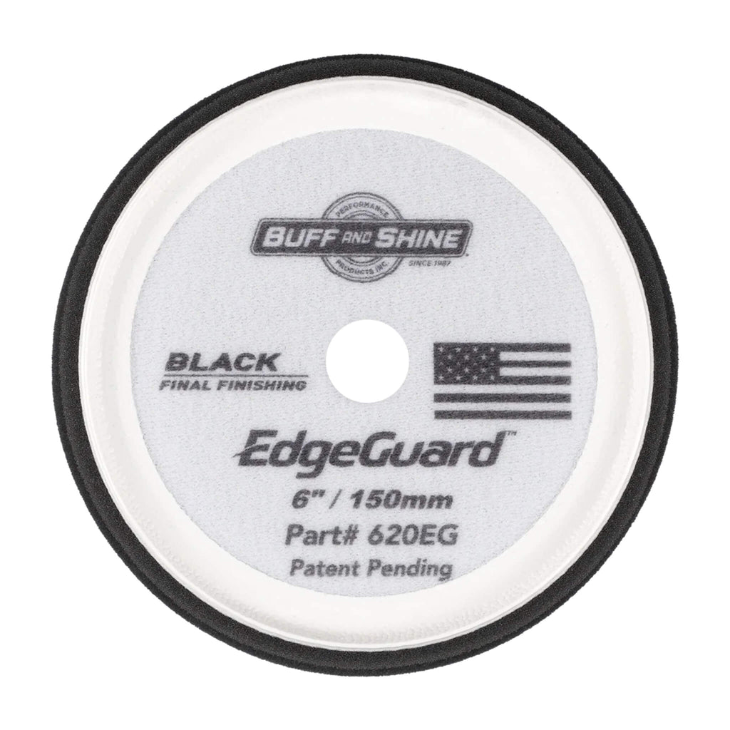 Buff & Shine EdgeGuard Black Finishing Foam Pad maximizes gloss and evenly applies waxes or sealants on delicate paint.
