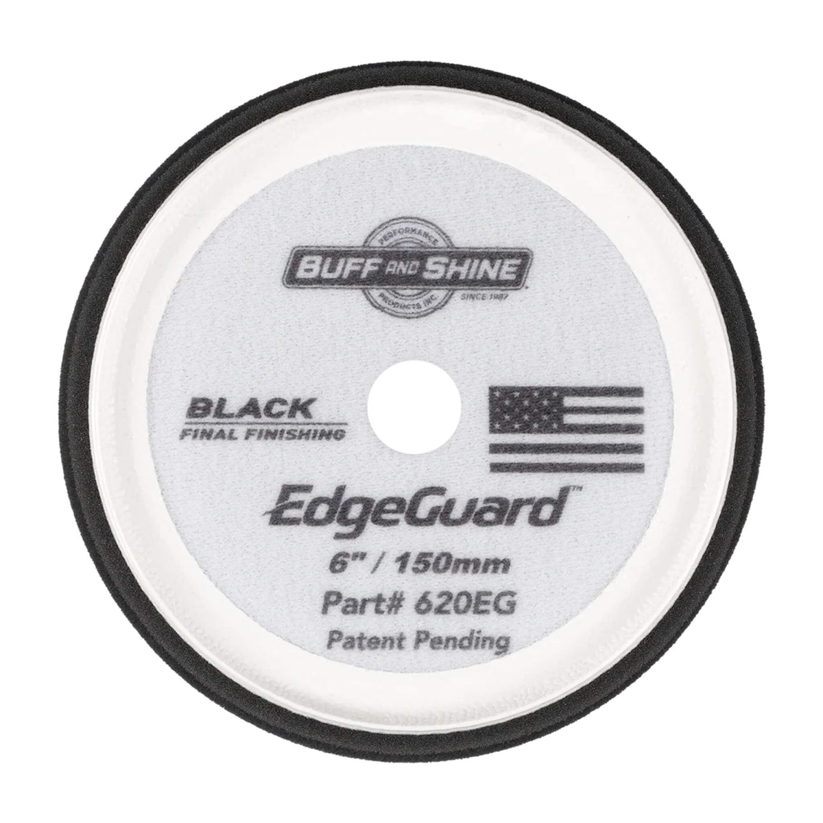 Buff & Shine EdgeGuard Black Finishing Foam Pad maximizes gloss and evenly applies waxes or sealants on delicate paint.