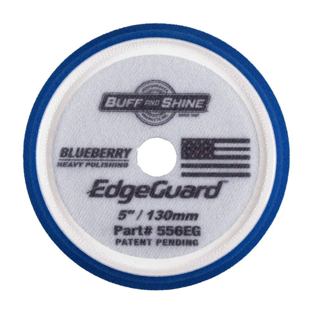Buff & Shine EdgeGuard Blueberry Heavy Polishing Foam Pad removes medium defects without marring during one-step correction.