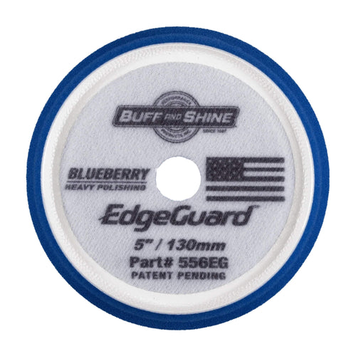 Buff & Shine EdgeGuard Blueberry Heavy Polishing Foam Pad removes medium defects without marring during one-step correction.