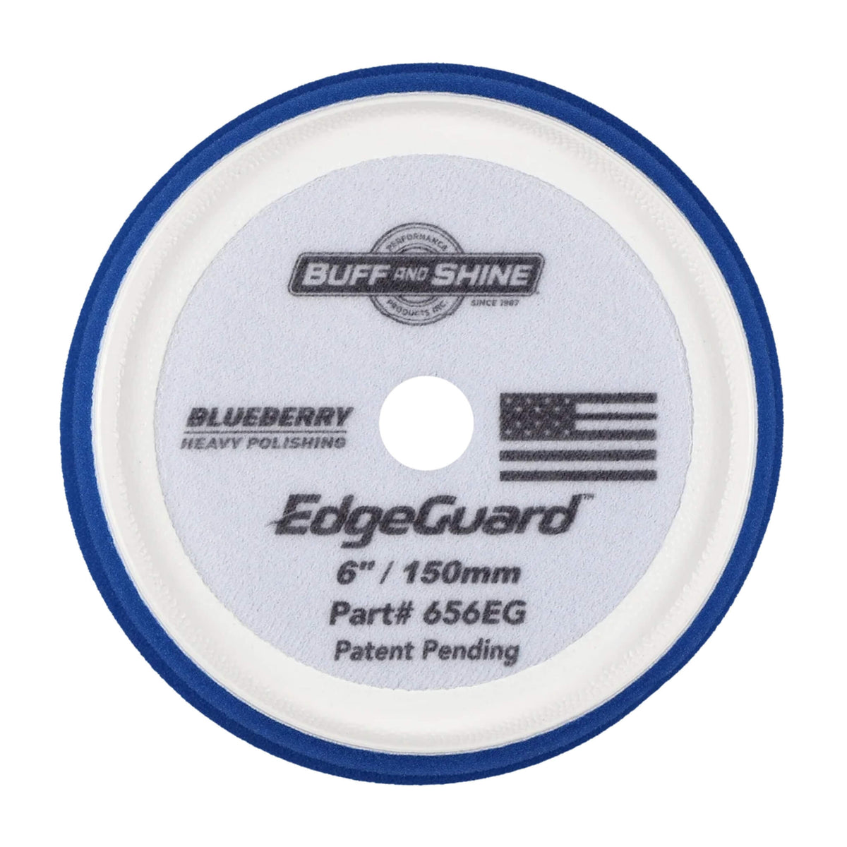 Buff & Shine EdgeGuard Blueberry Heavy Polishing Foam Pad removes medium defects without marring during one-step correction.
