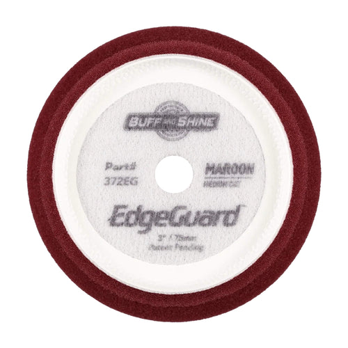 Buff & Shine EdgeGuard Maroon Medium Cut Foam Pad removes moderate swirls and scratches while its raised edge shields paint.