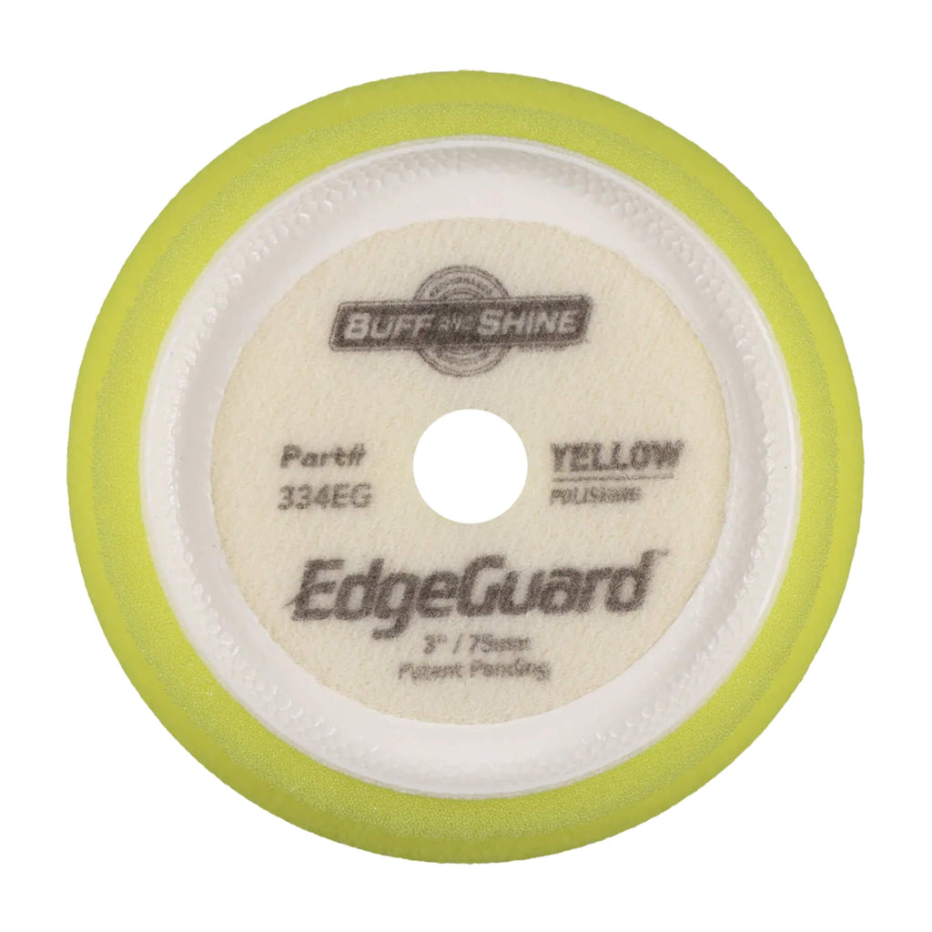 Buff & Shine EdgeGuard Yellow Polishing Foam Pad removes light defects and haze while its raised edge shields paint.