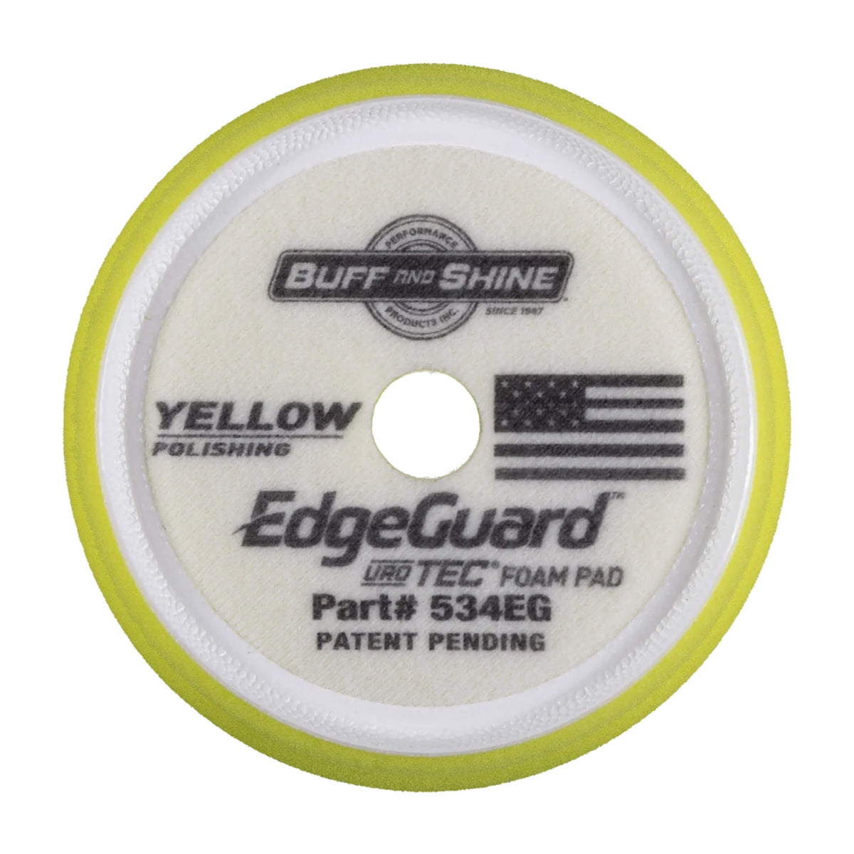 Buff & Shine EdgeGuard Yellow Polishing Foam Pad removes light defects and haze while its raised edge shields paint.