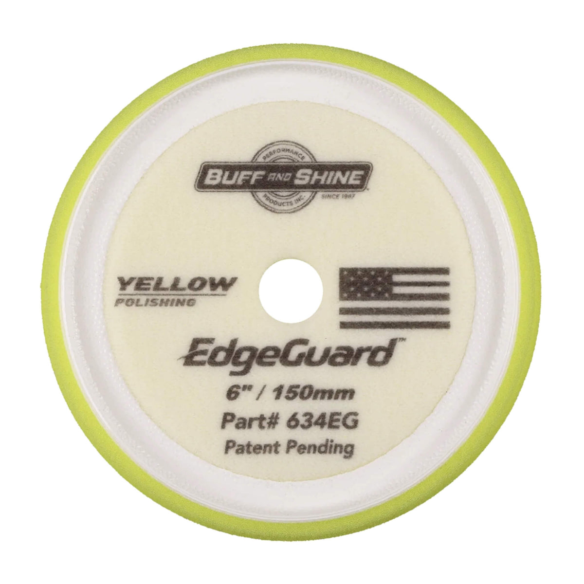 Buff & Shine EdgeGuard Yellow Polishing Foam Pad removes light defects and haze while its raised edge shields paint.