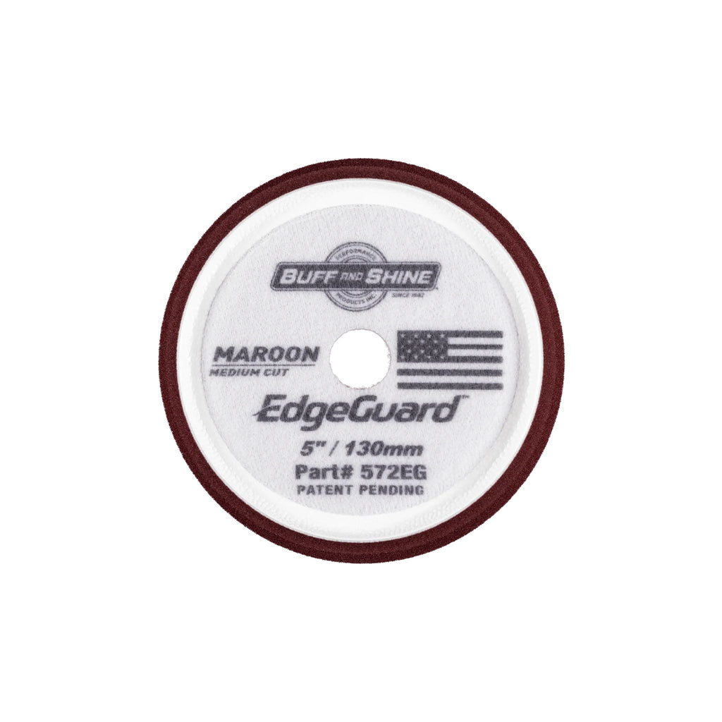 Buff and Shine EdgeGuard Foam Pad Maroon Medium Cut for 5-inch backing plates.