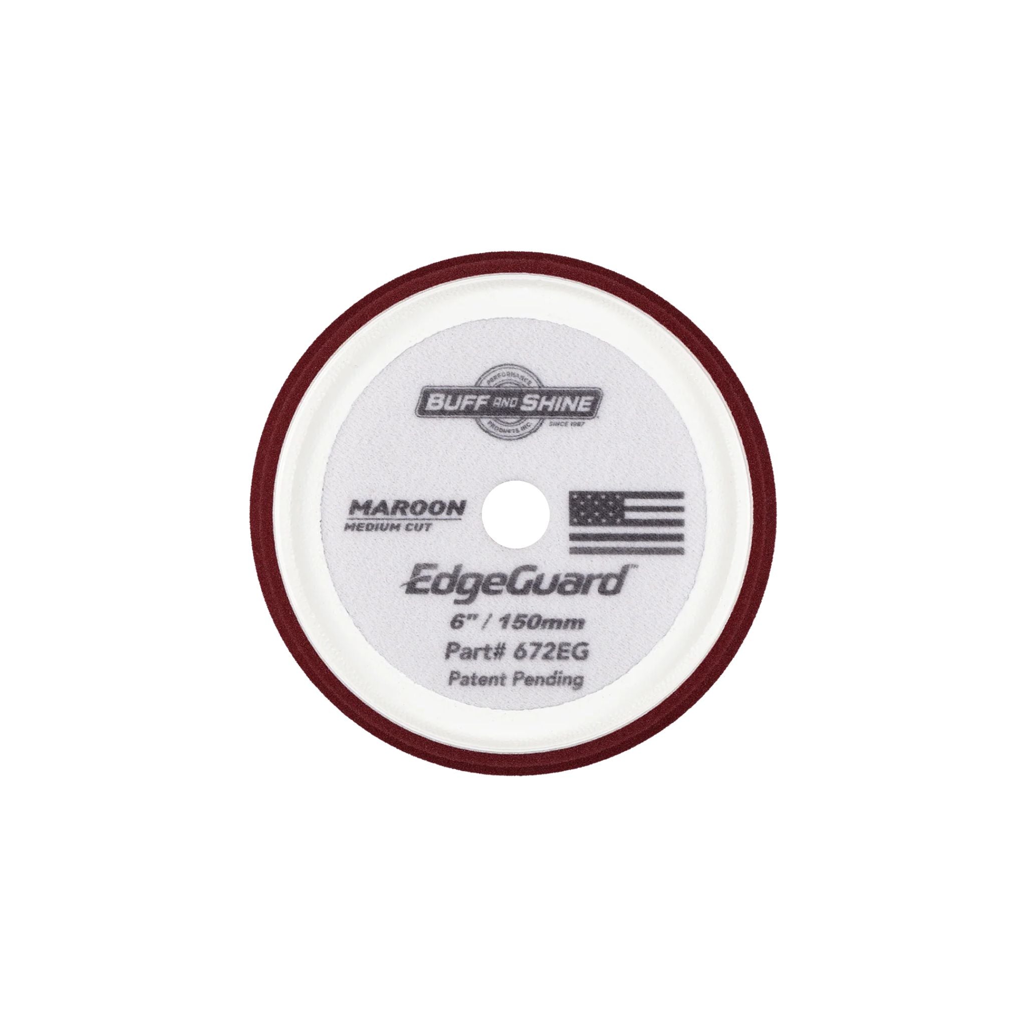 Buff and Shine EdgeGuard Foam Pad Maroon Medium Cut for 6-inch backing plates.