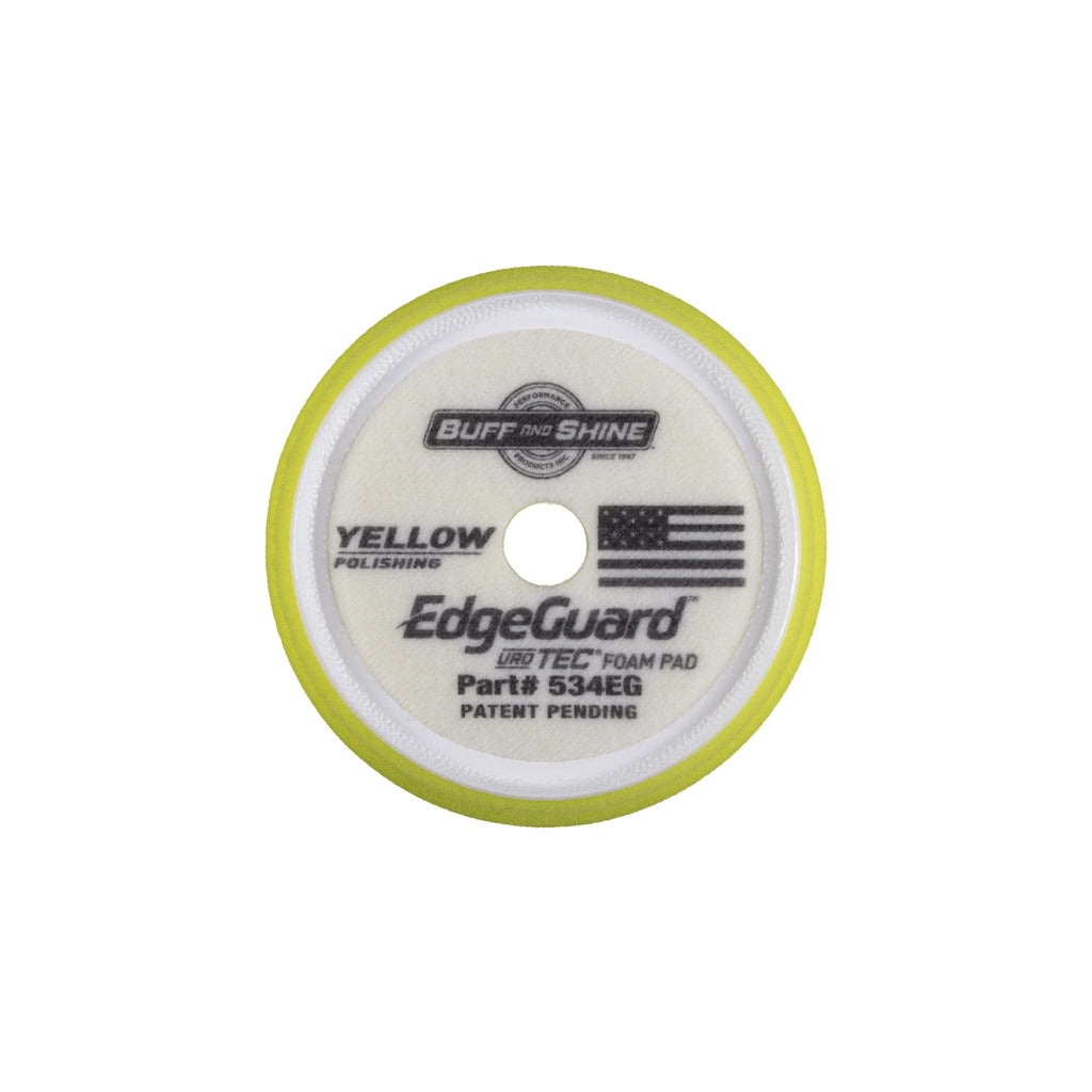 Buff and Shine EdgeGuard Foam Pad Yellow Polishing for standard polishing with 5-inch backing plates.