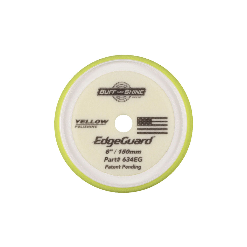 Buff and Shine EdgeGuard Foam Pad Yellow Polishing for standard polishing with 6-inch backing plates.