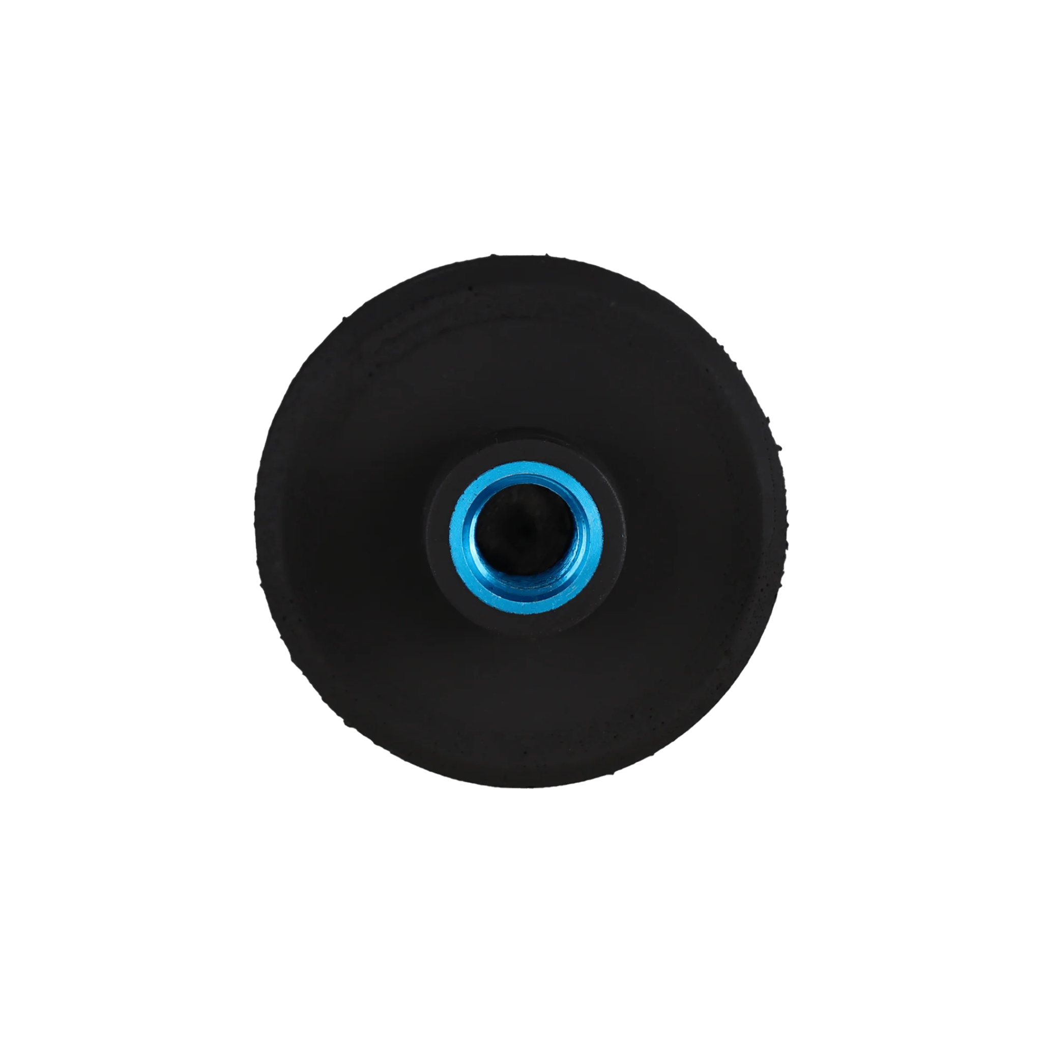 Black wheel with a blue center on a white background