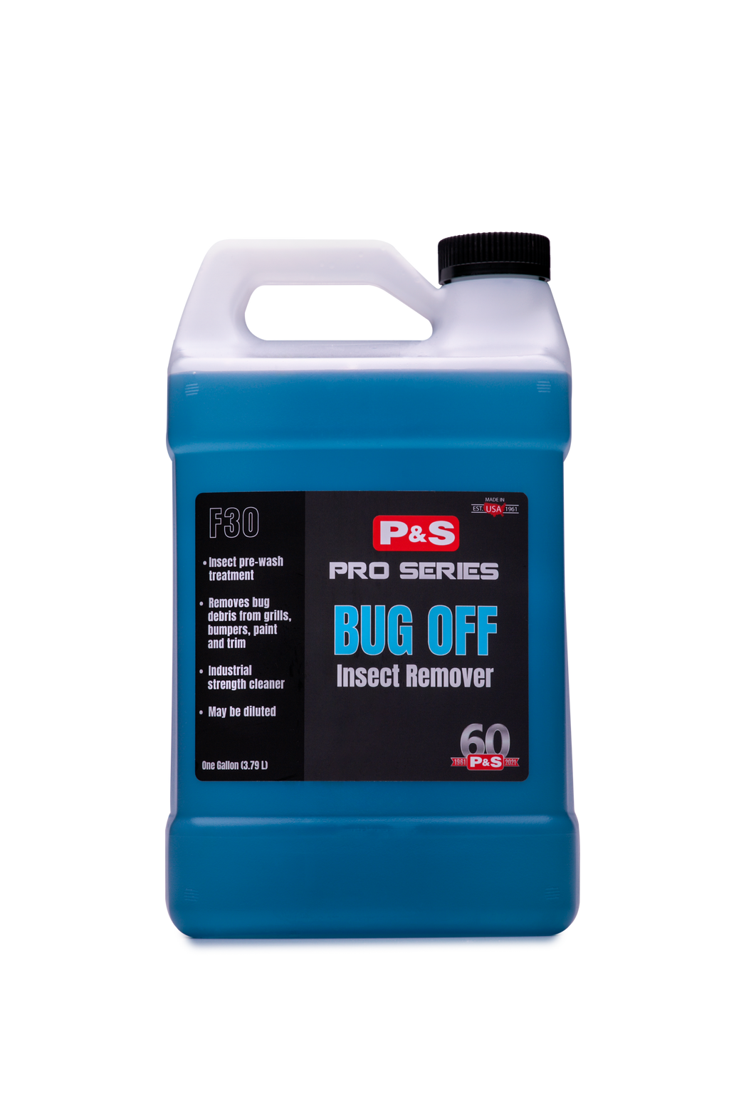One-gallon jug of P&S Bug Off Insect Remover, a powerful pre-wash treatment that breaks down bug remains on paint and trim.