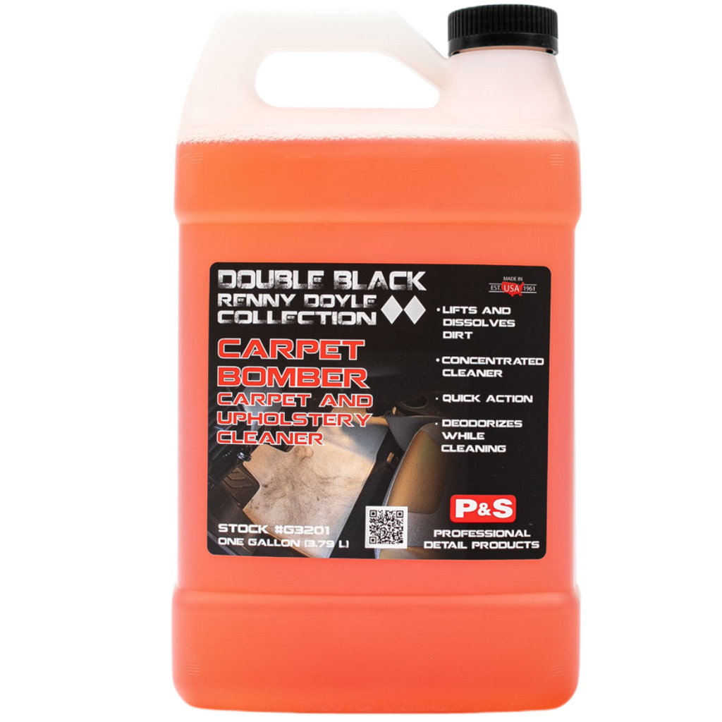 One-gallon jug of P&S Carpet Bomber, a citrus-powered carpet and upholstery cleaner with effective water-based solvents.