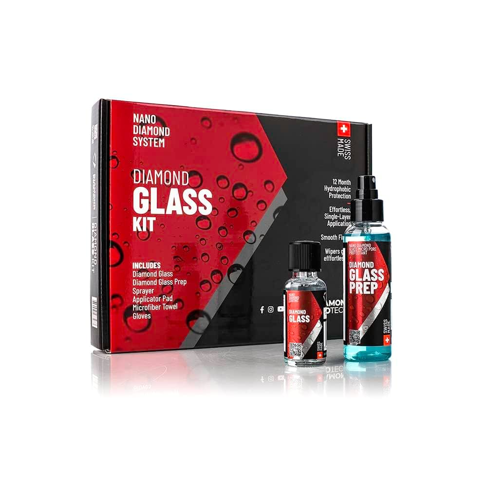 Diamond ProTech Diamond Glass Kit shown with included prep spray and glass coating for 12 months of protection.